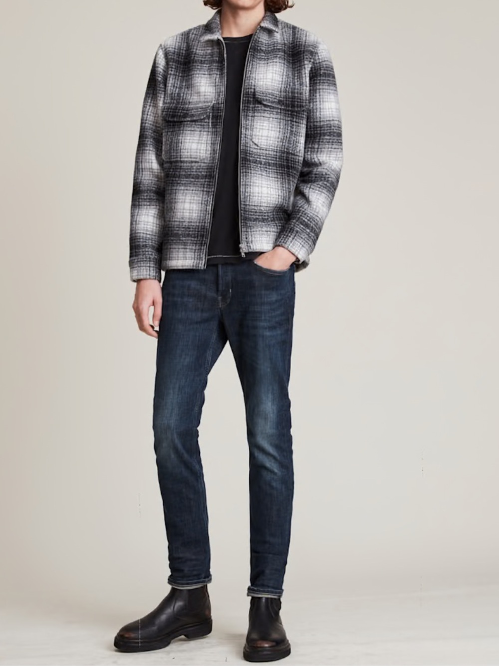 NWT AllSaints Rex Straight Skinny Jeans in Mid Indigo SIZE 32